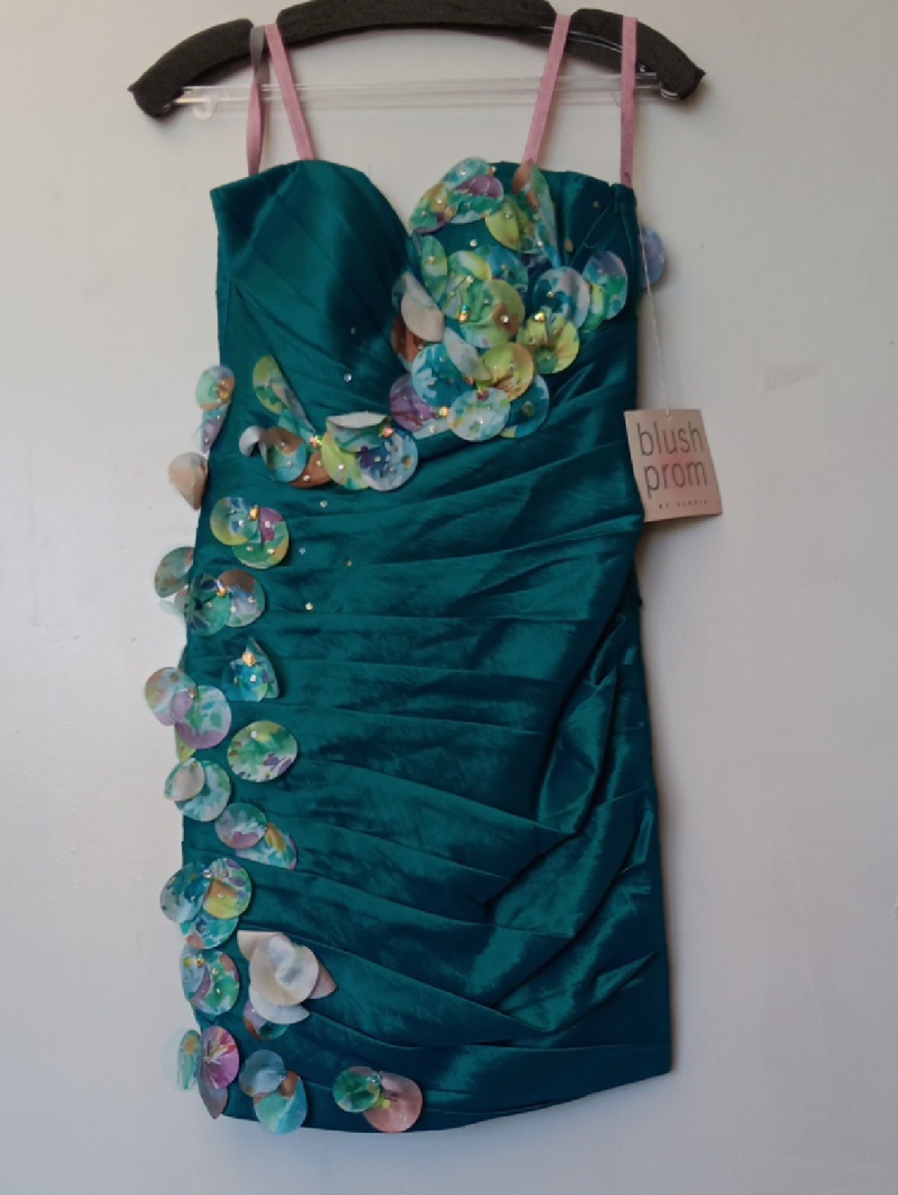 Vintage Blush Prom Green Party Dress with Pastel Sequins